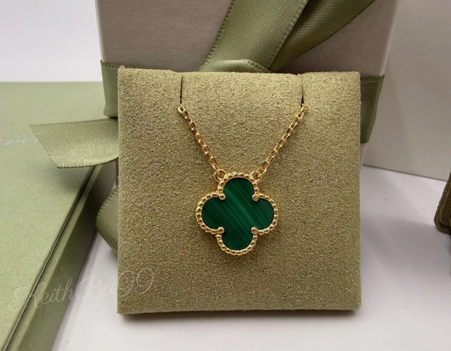 Authentic Van Cleef & Arpels Vintage Alhambra 18K YG Malachite Necklace - Image 1