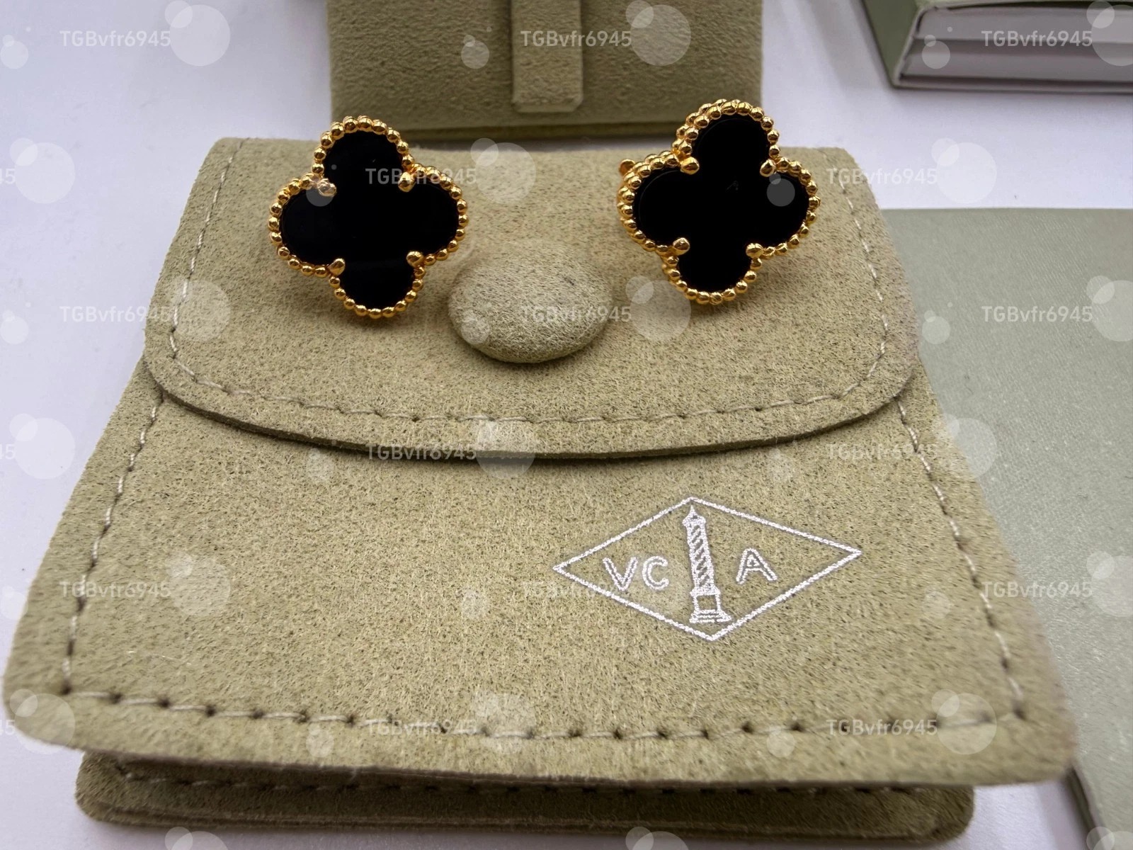Authentic Van Cleef & Arpels Vintage Alhambra 18K YG Onyx Earrings - Image 1