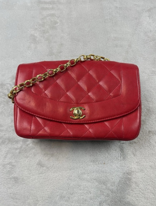 Chanel Vintage Diana Red Quilted Lambskin Leather Bijoux Chain Flap Bag 24K - Image 1