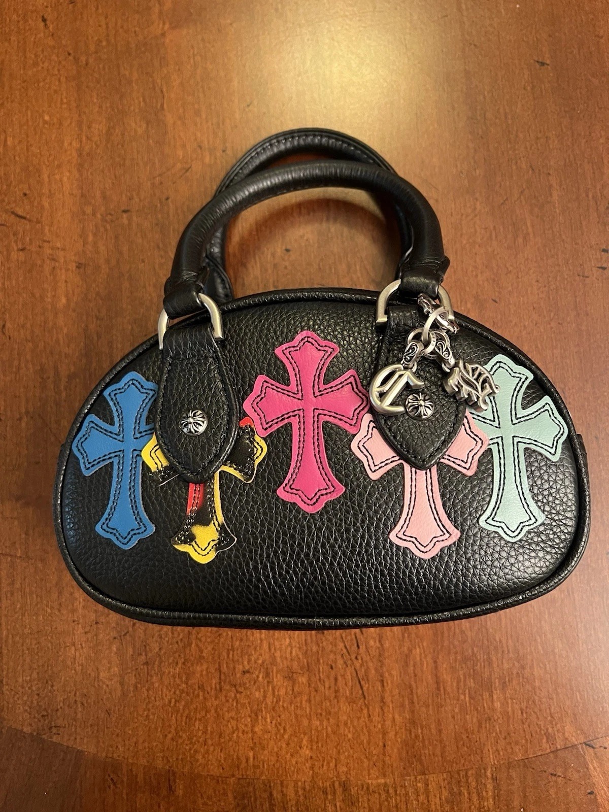 Chrome Hearts Multicolor Patch Leather Shoulder Bag Black W/ Silver Hardware - Image 1