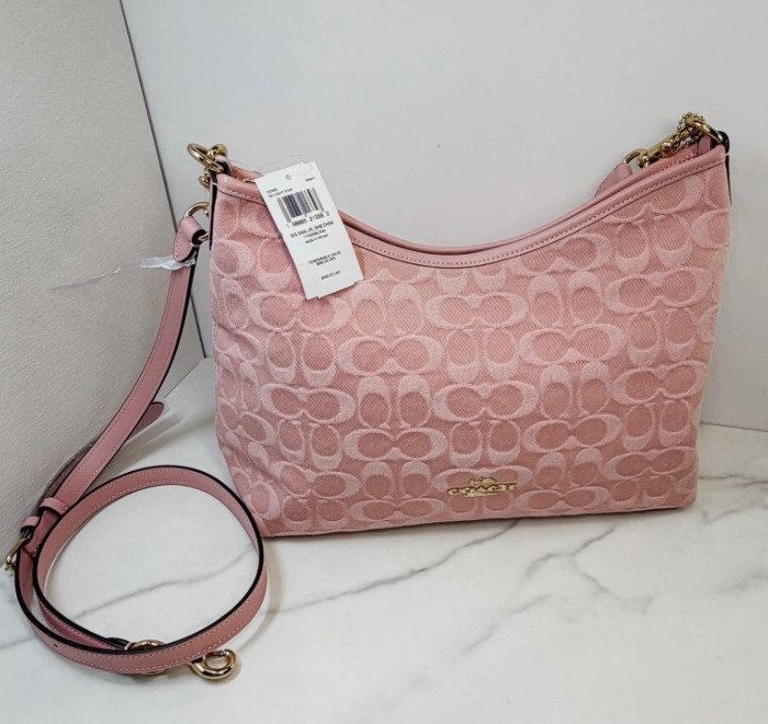COACH Pink Denim Laurel Shoulder Bag (CER66) Light Pink Ships FAST! - Image 1