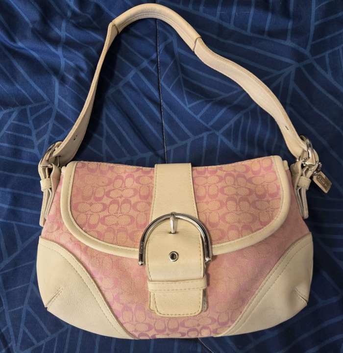 Coach Soho Pink Shoulder Bag Signature Leather Canvas - Image 1