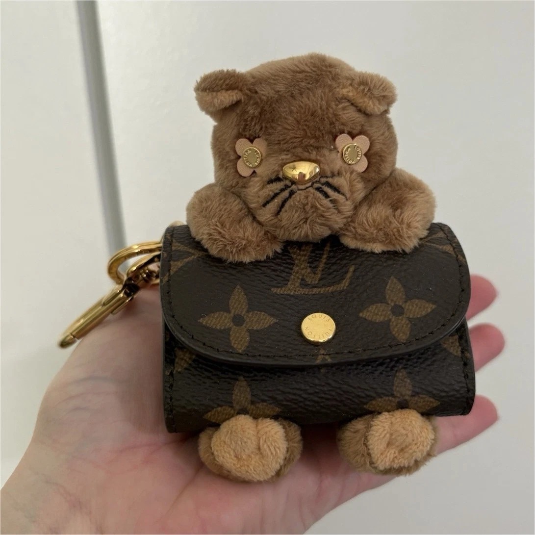 Louis Vuitton Monogram Plush Cat Charm Keychain / AirPod case - Image 1