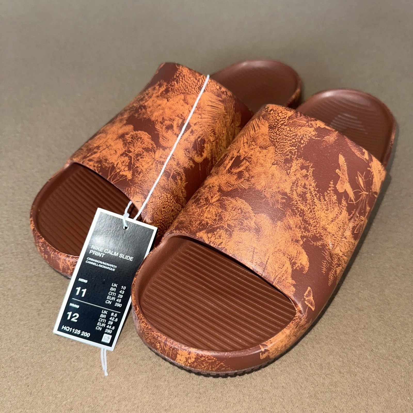 Nike Calm Slide Print Shoes Mens Sz 11 Slip On Sandals Brown Cinnamon Monarch - Image 1