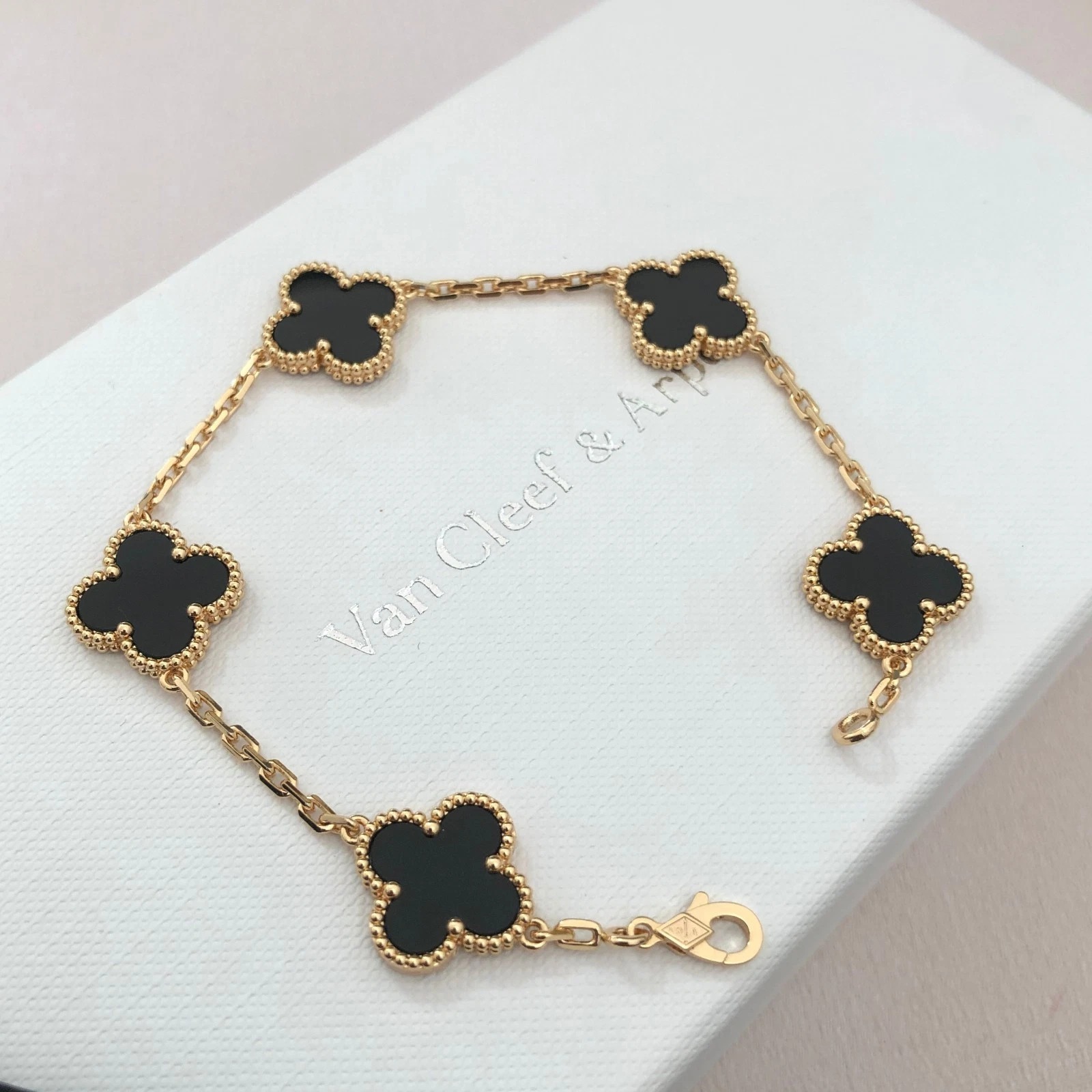 Van Cleef Sweet Alhambra 18k Yellow Gold Clover Charm Bracelet - Image 1